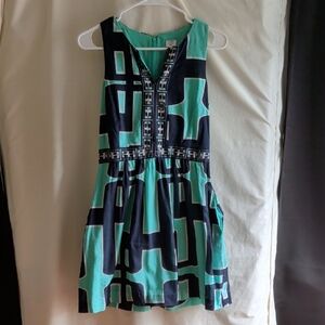 Crown & Ivy Navy and Mint Geometric Dress